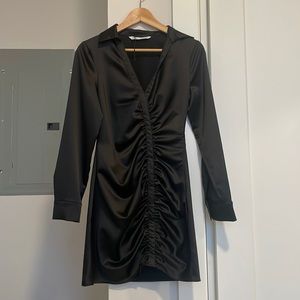 Black Mini Dress with Ruching
